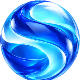 Glossy blue AI orb